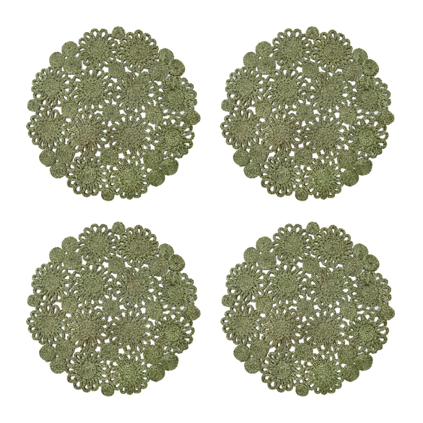 Daisy Jute Green Placemat 15" Round - Set of 4