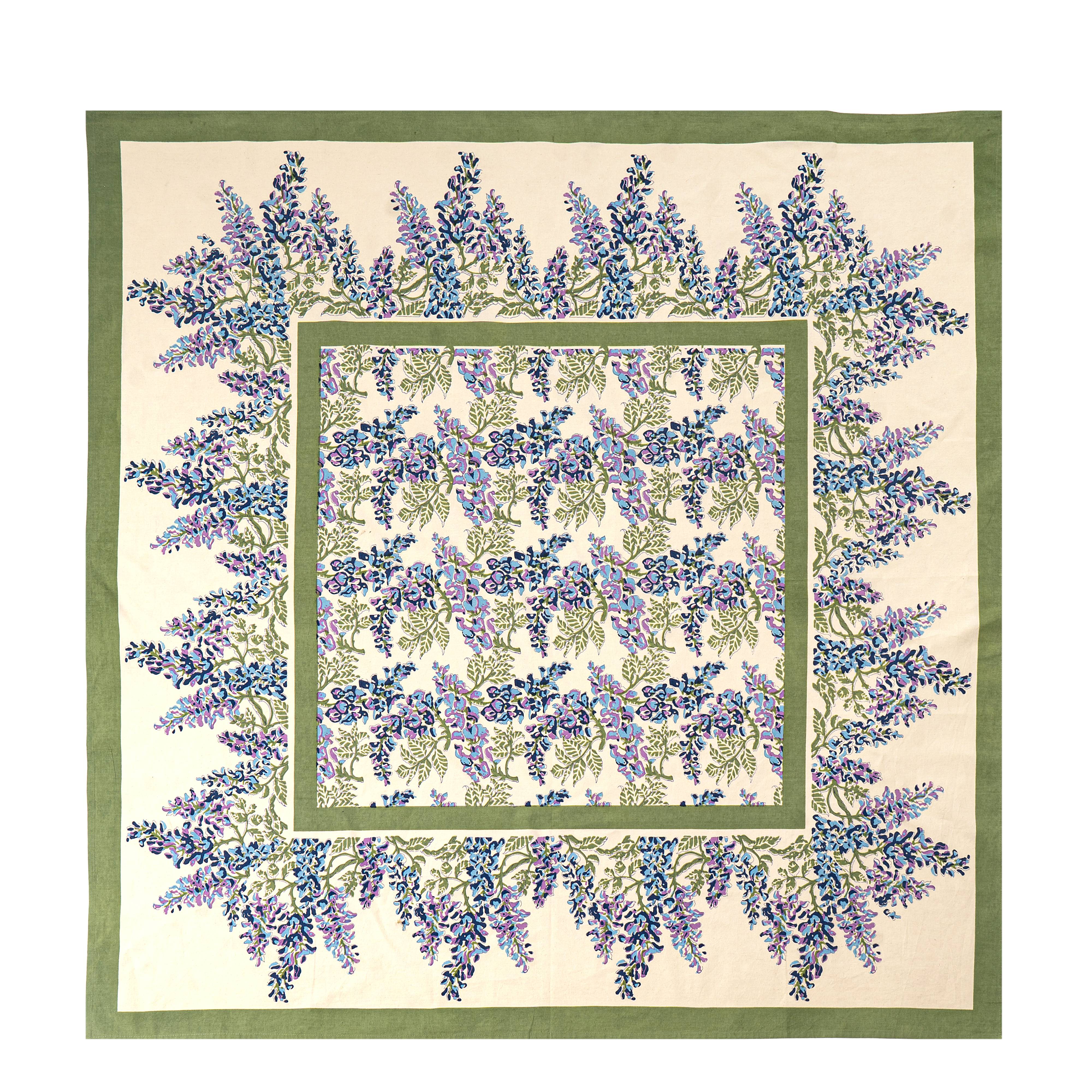 French Tablecloth Wisteria Green & Blue