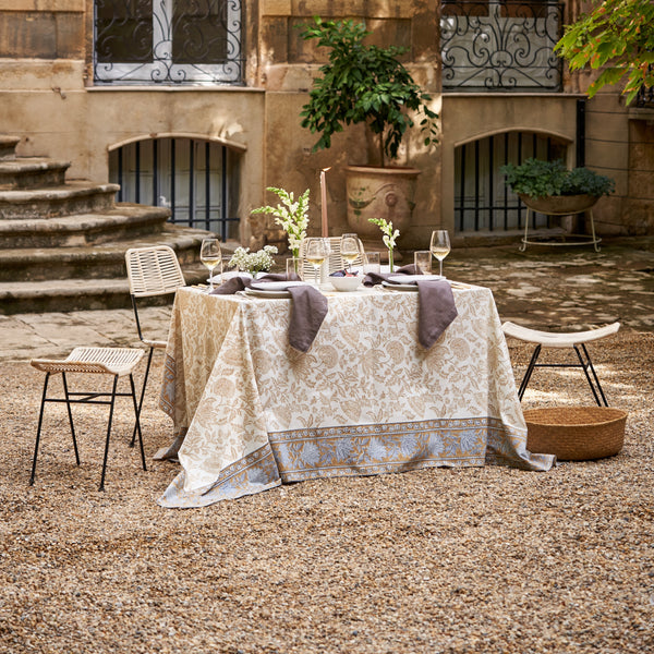 French Tablecloth Chloe Blue & Brown