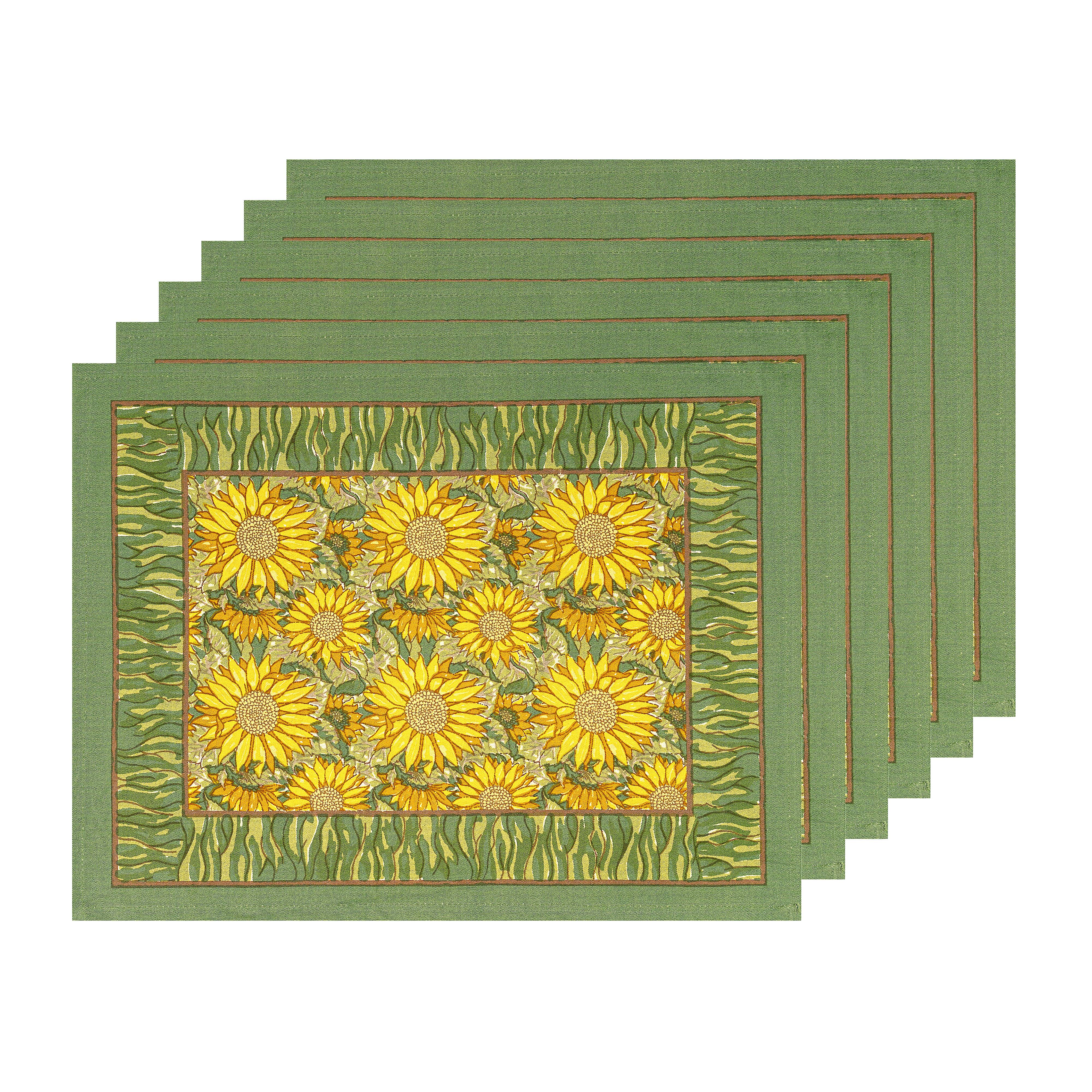 Sunflower Placemats Yellow & Green, Set of 6