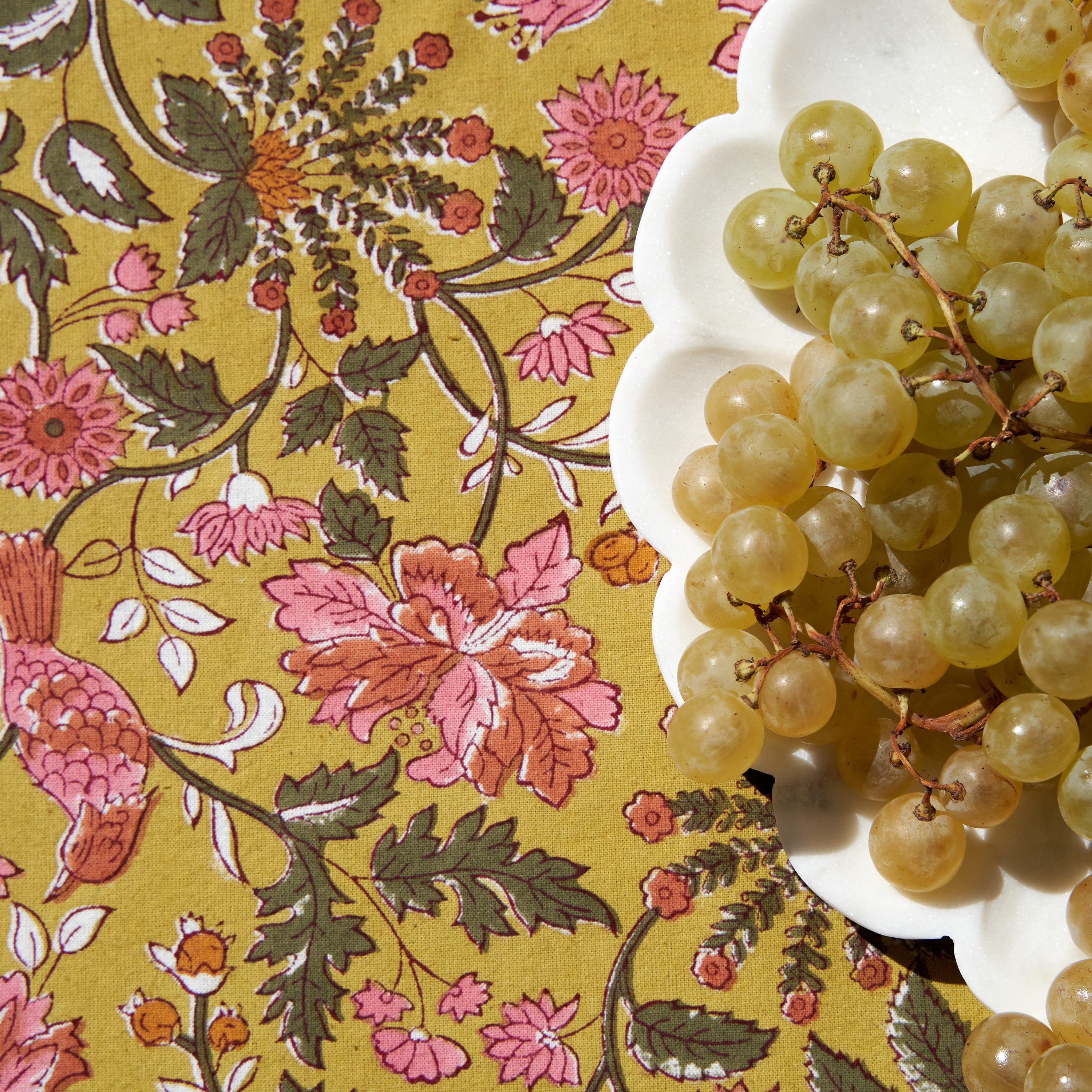 French Tablecloth Damaris Pink & Mustard