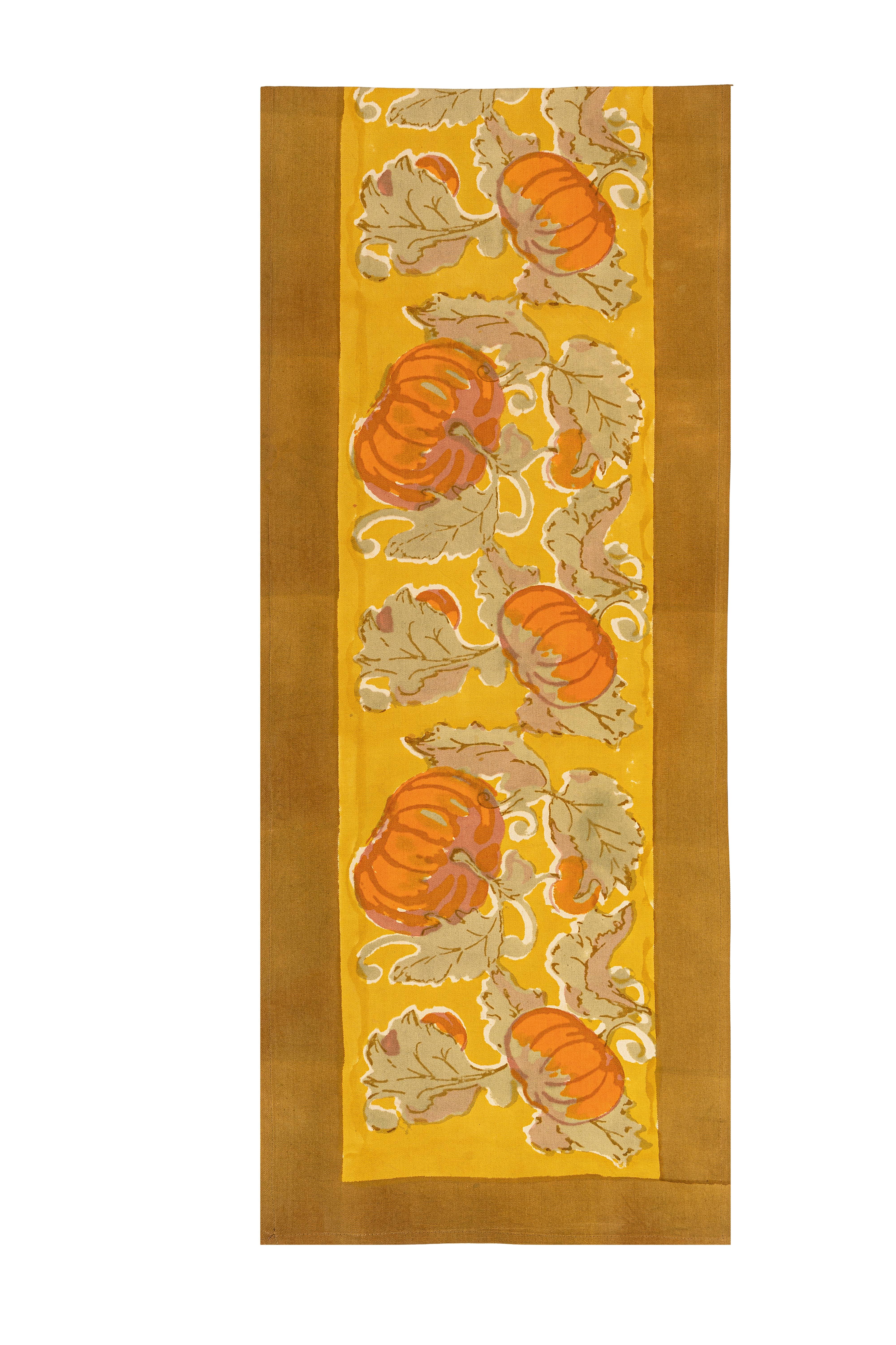 Pumpkin Orange/Green Runner- French Linen Runner by Bruno Lamy