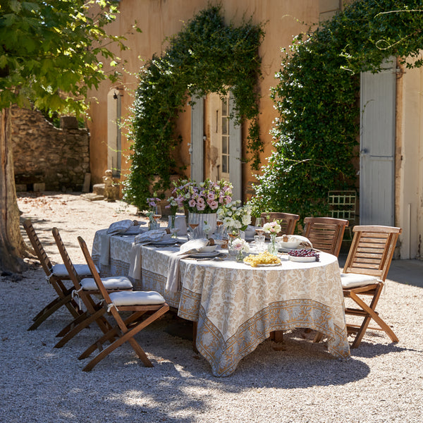 French Tablecloth Chloe Blue & Brown