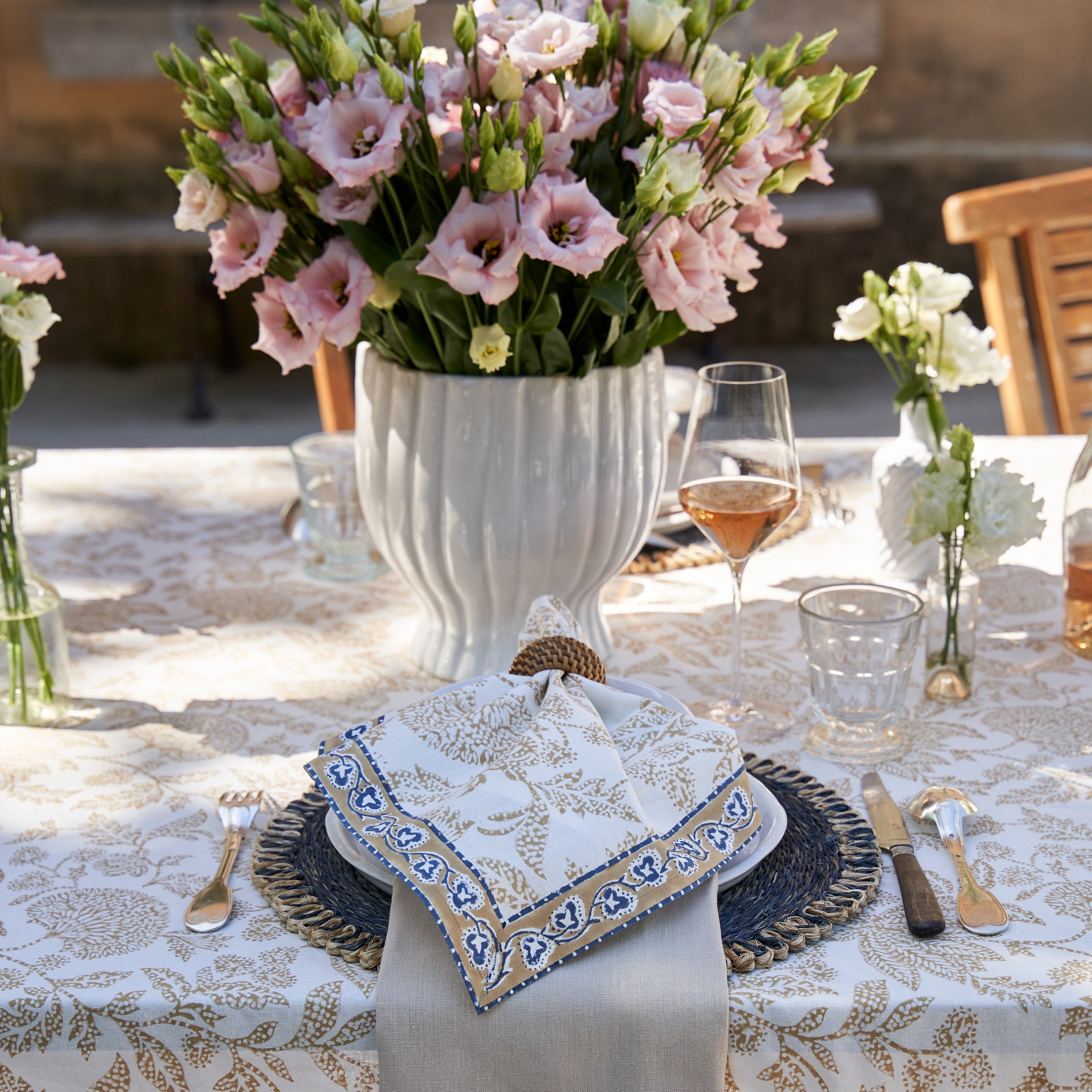French Tablecloth Chloe Blue & Brown