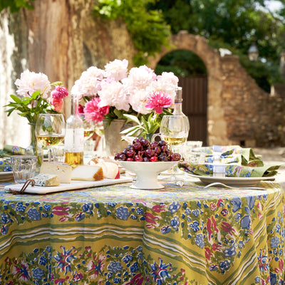 French Tablecloth Jardin Blue & Vert