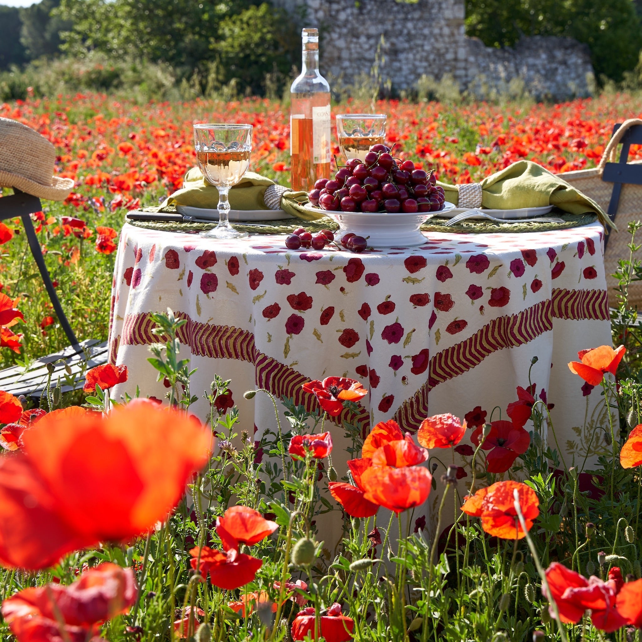 French Tablecloth Poppies