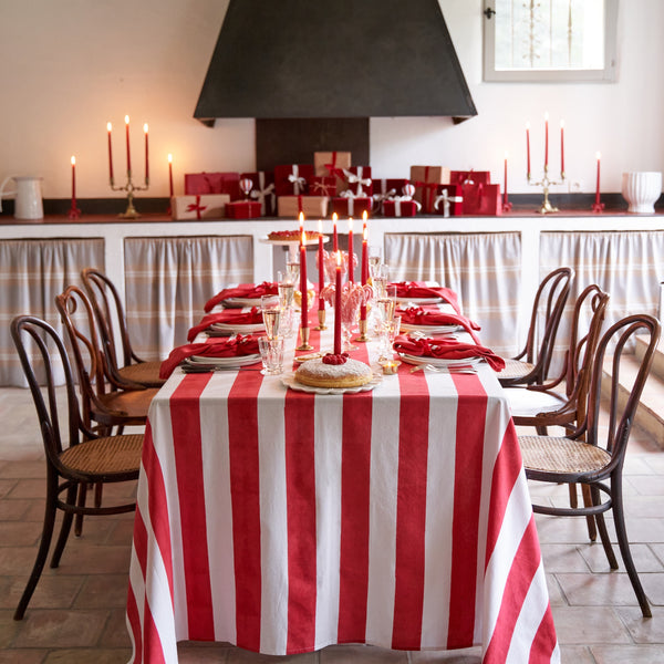 French Tablecloth St. Tropez Red Stripes