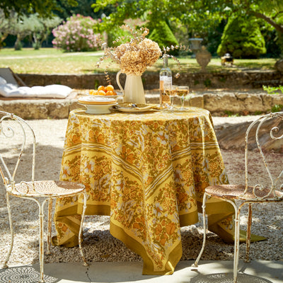 French Tablecloth Jardin Mustard & Grey
