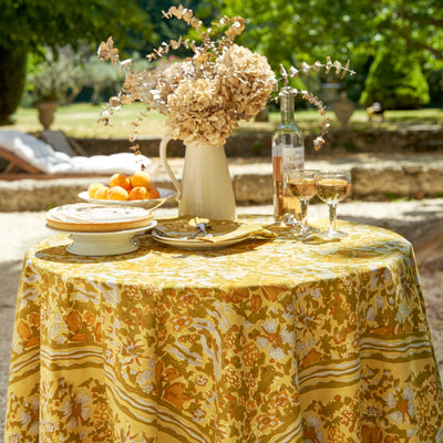 French Tablecloth Jardin Mustard & Grey