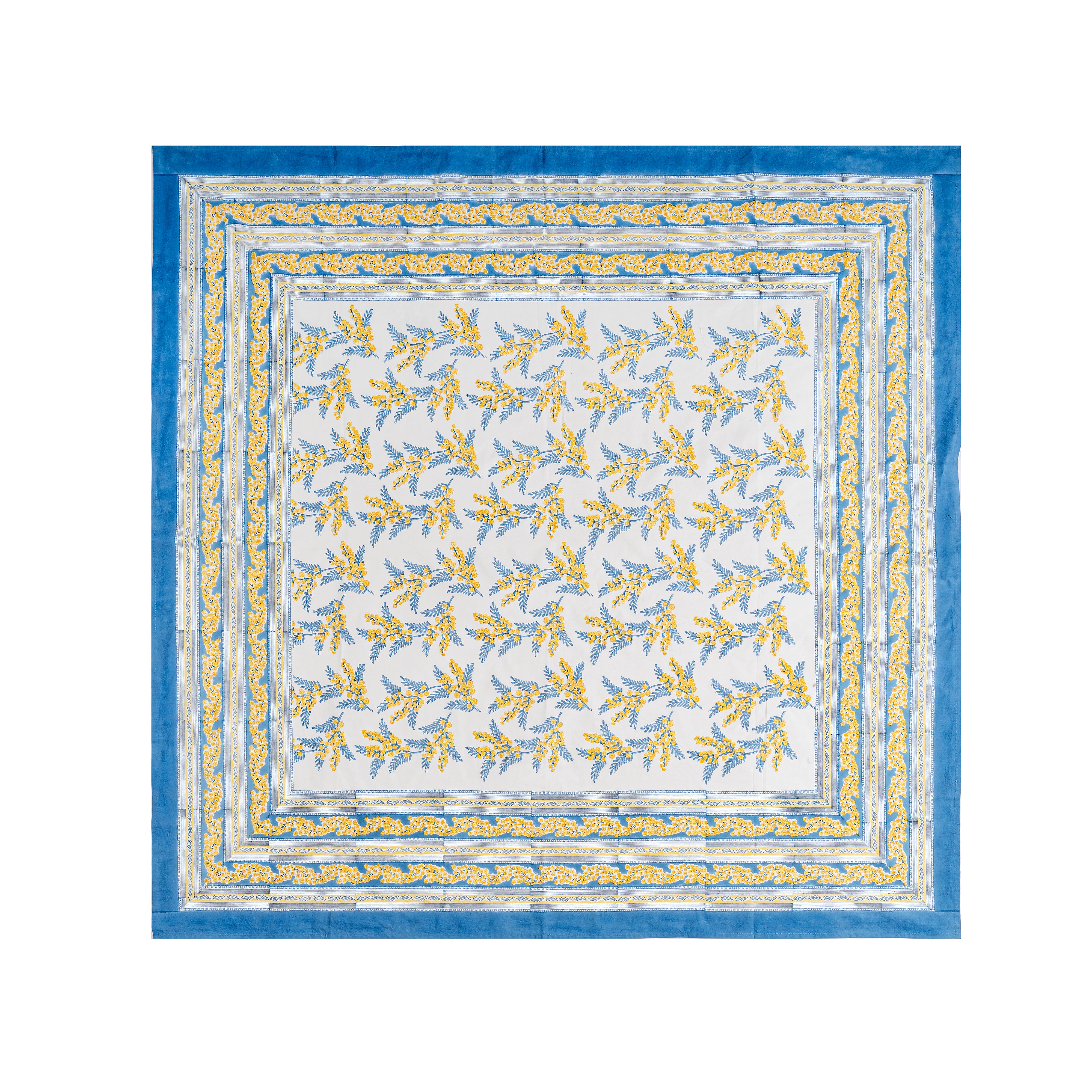 French Tablecloth Mimosa Blue & Yellow