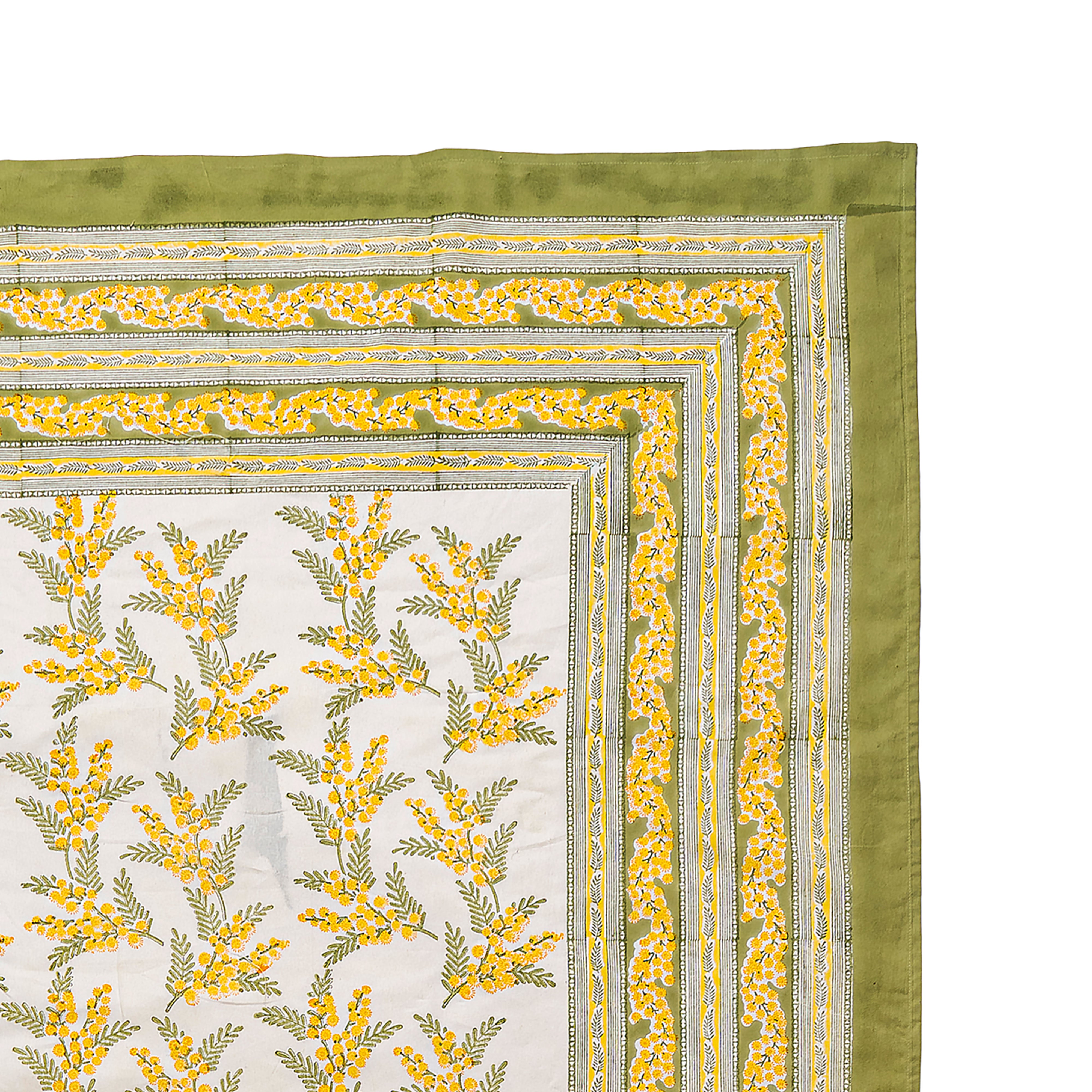 French Tablecloth Mimosa Green & Yellow