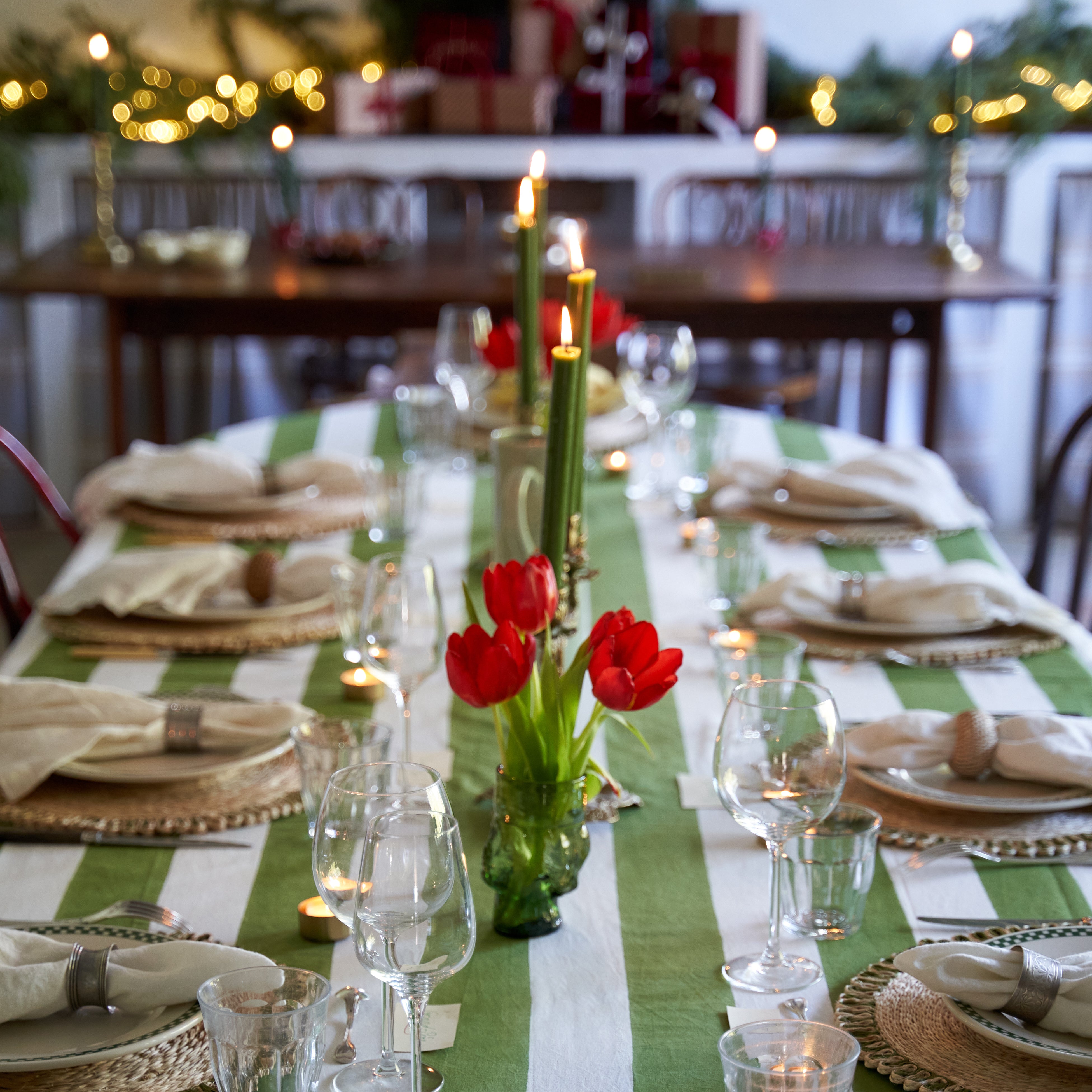 French Tablecloth St. Tropez Vert Stripes