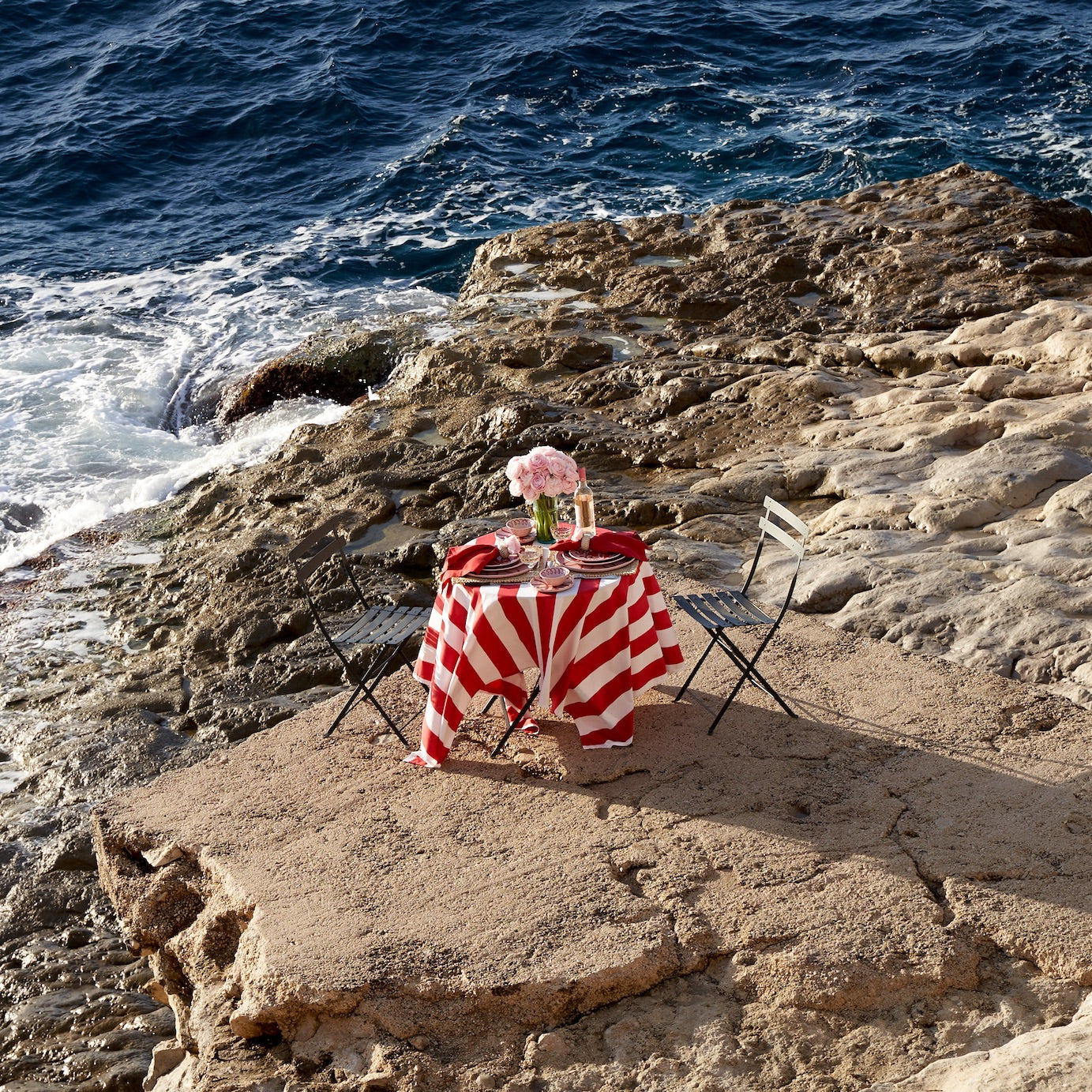 French Tablecloth St. Tropez Red Stripes