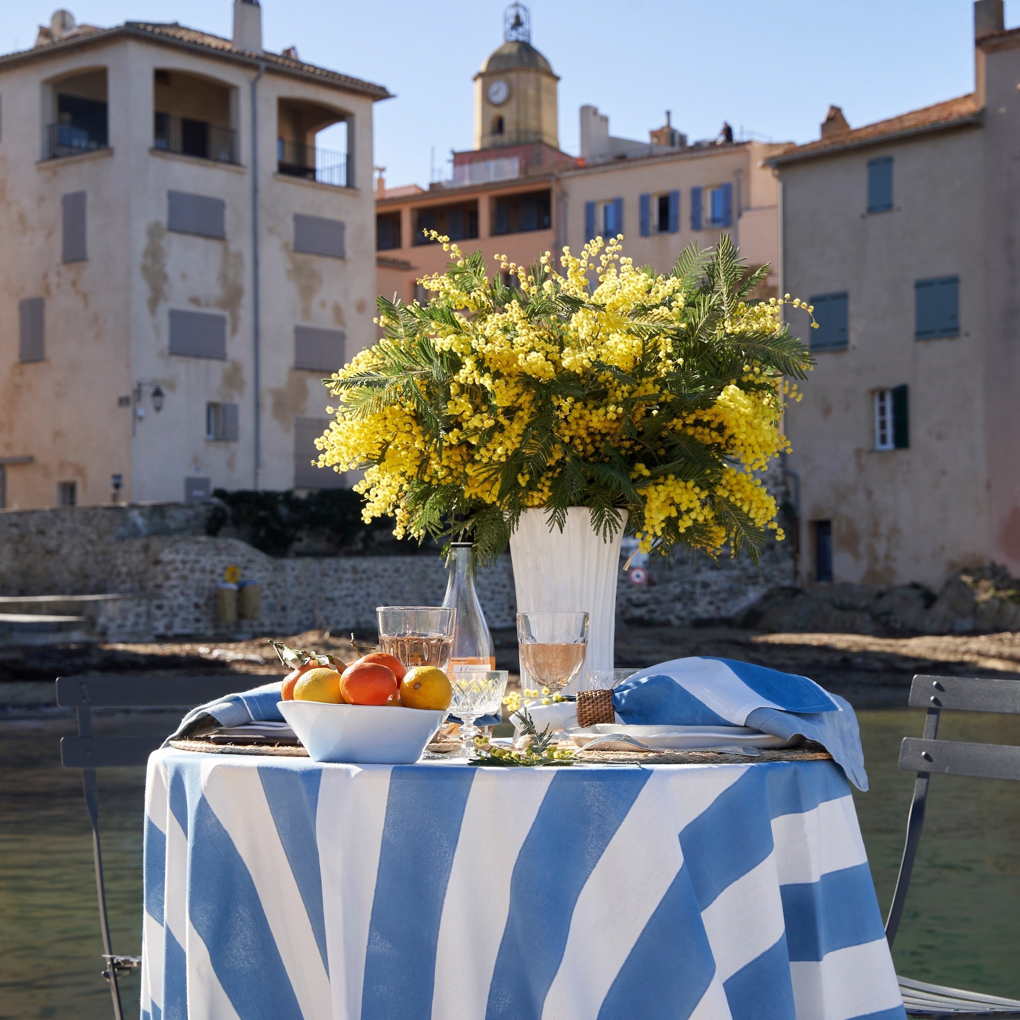 French Tablecloth St. Tropez Blue Stripes
