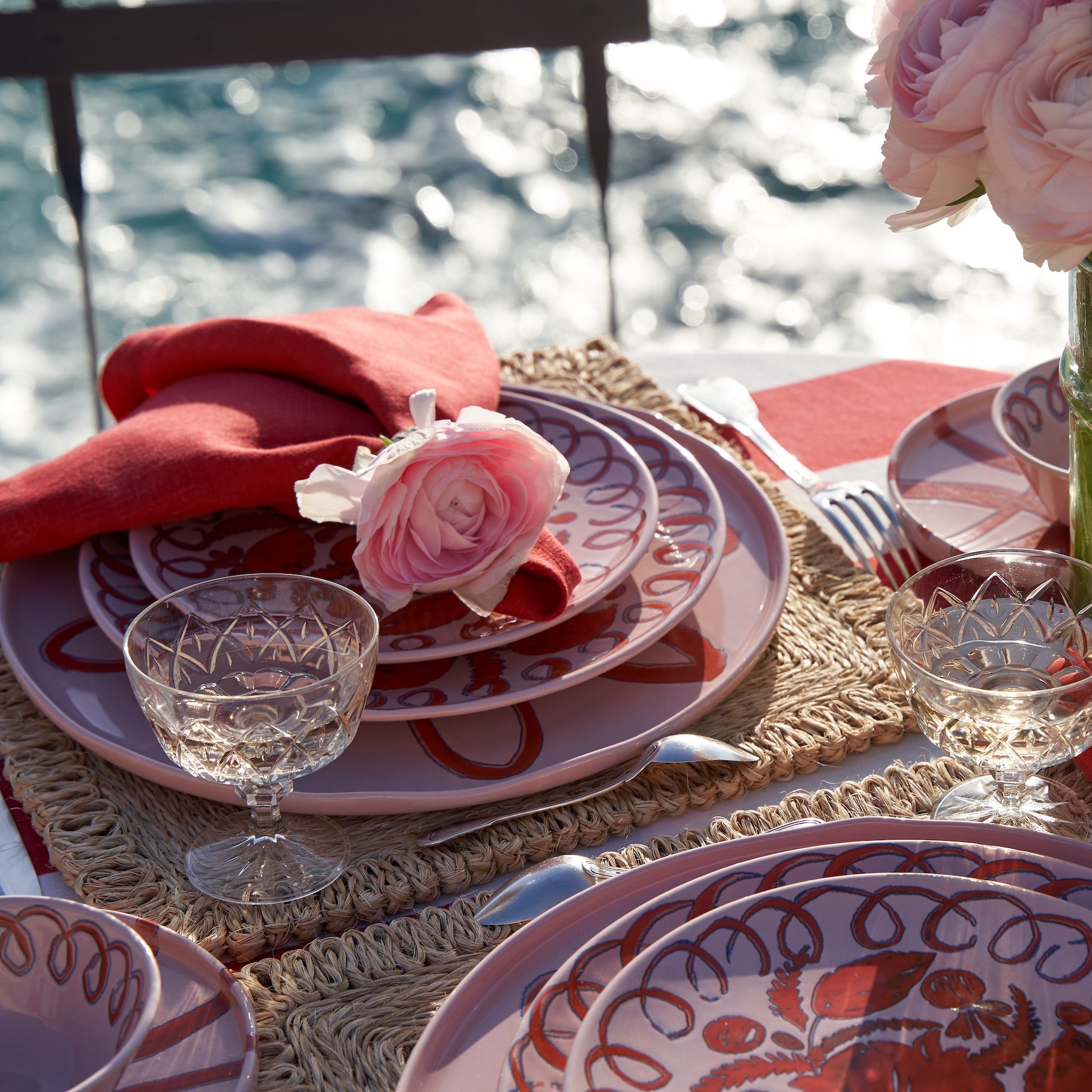 Loopy Square 14" Natural Placemats, Set of 4