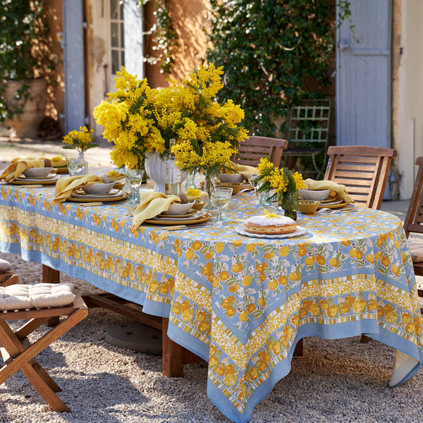 French Tablecloth Citron Bleu & Yellow