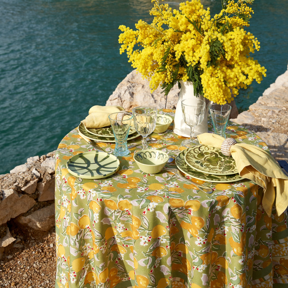 French Tablecloth Citron Vert & Yellow