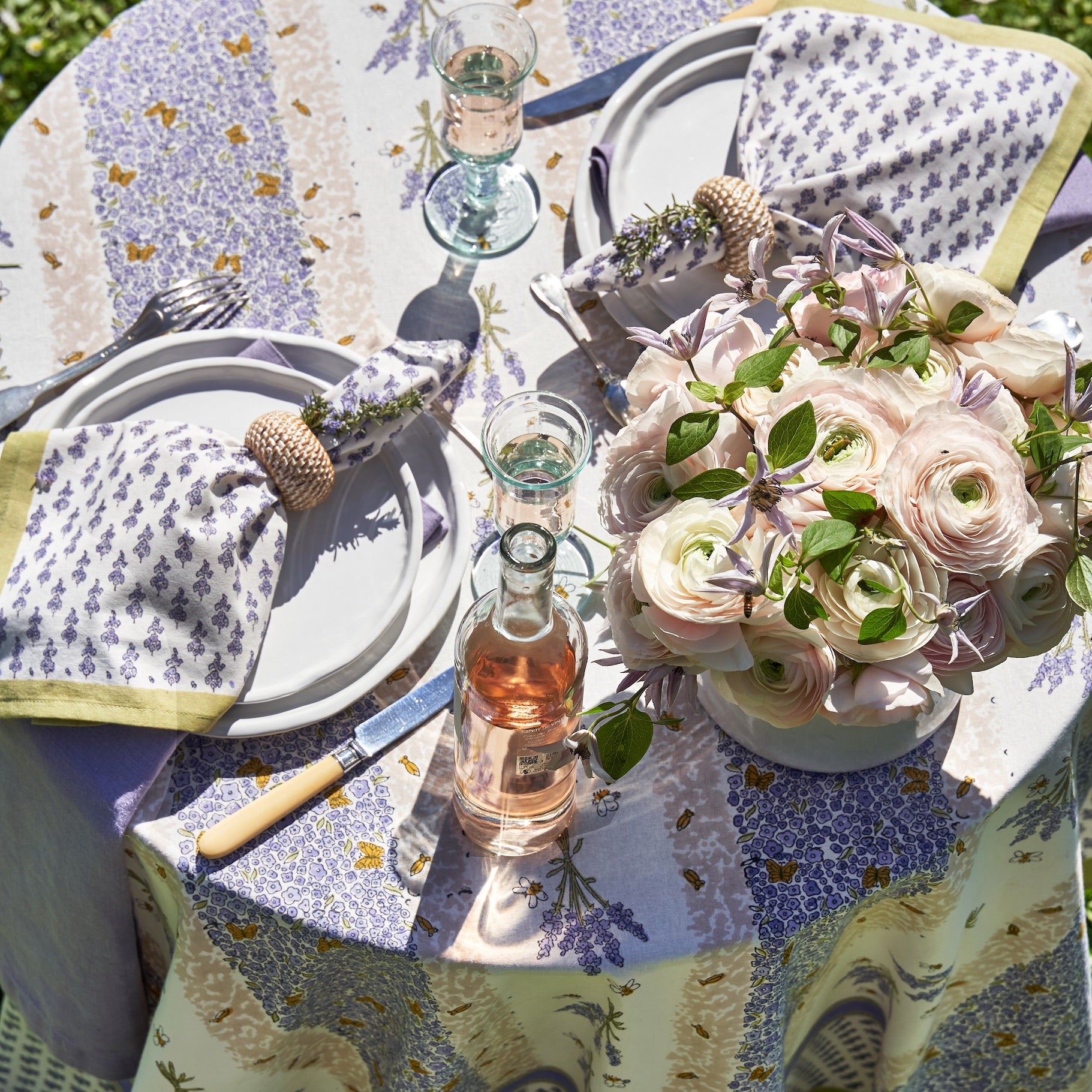 French Tablecloth Lavender Bouquet Purple