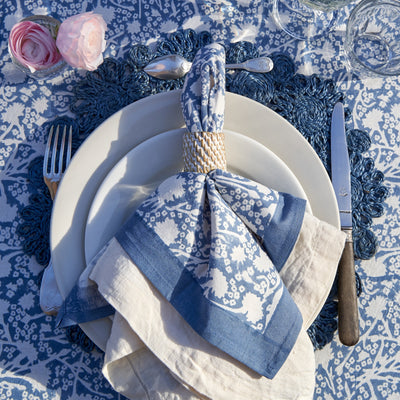 Daisy Jute Blue Jean Placemat 15" Round - Set of 4