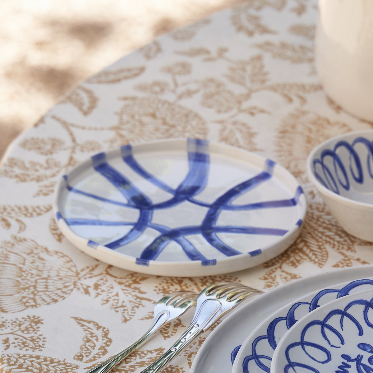 Amalfi Ceramic Appetizer Plate White & Blue