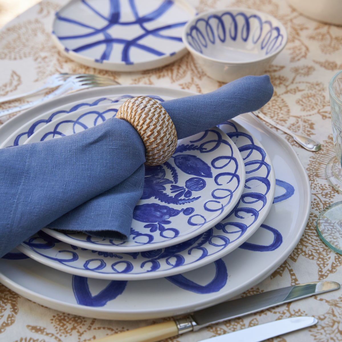 Amalfi Ceramic Service Charger Plate White & Blue
