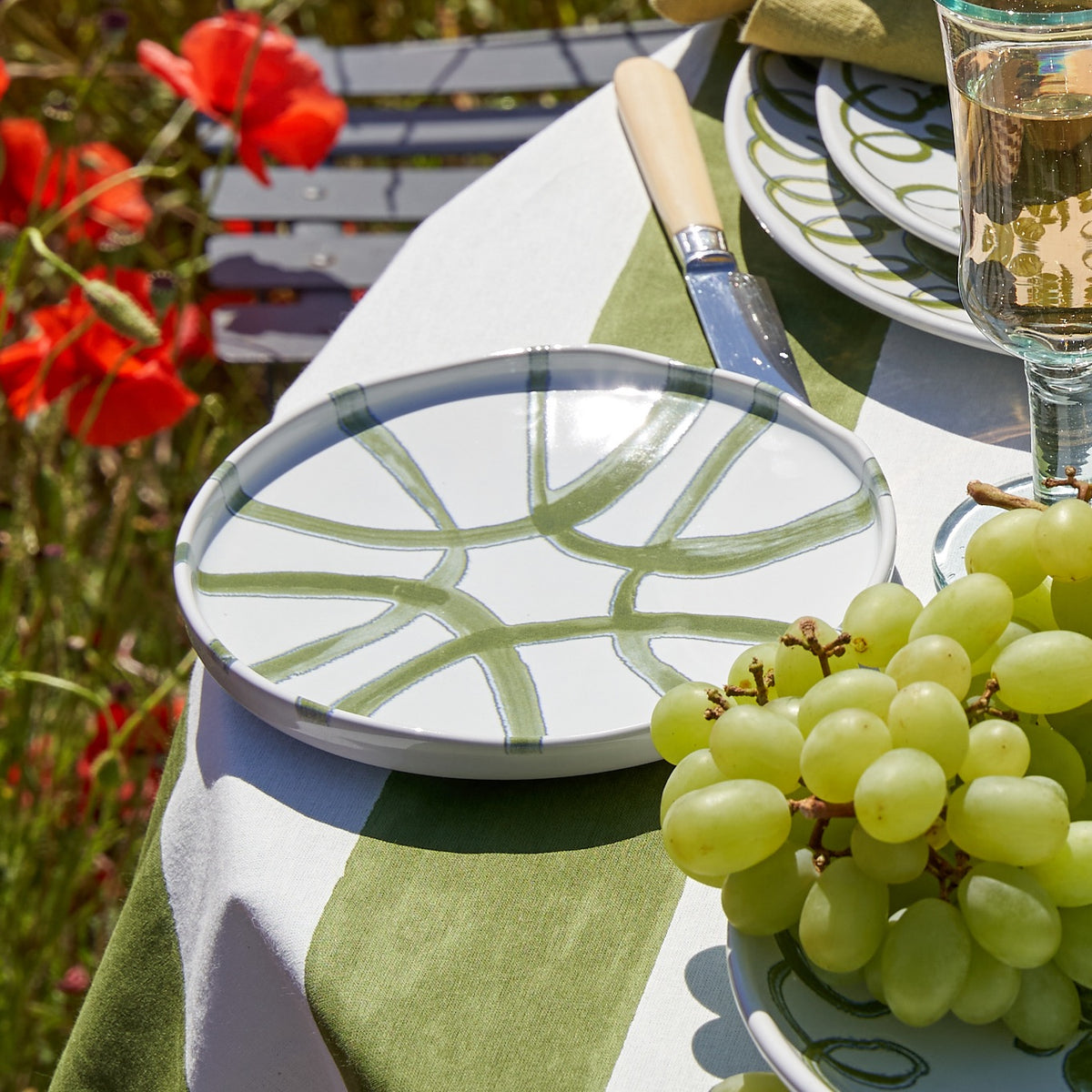 Amalfi Ceramic Appetizer Plate White & Green