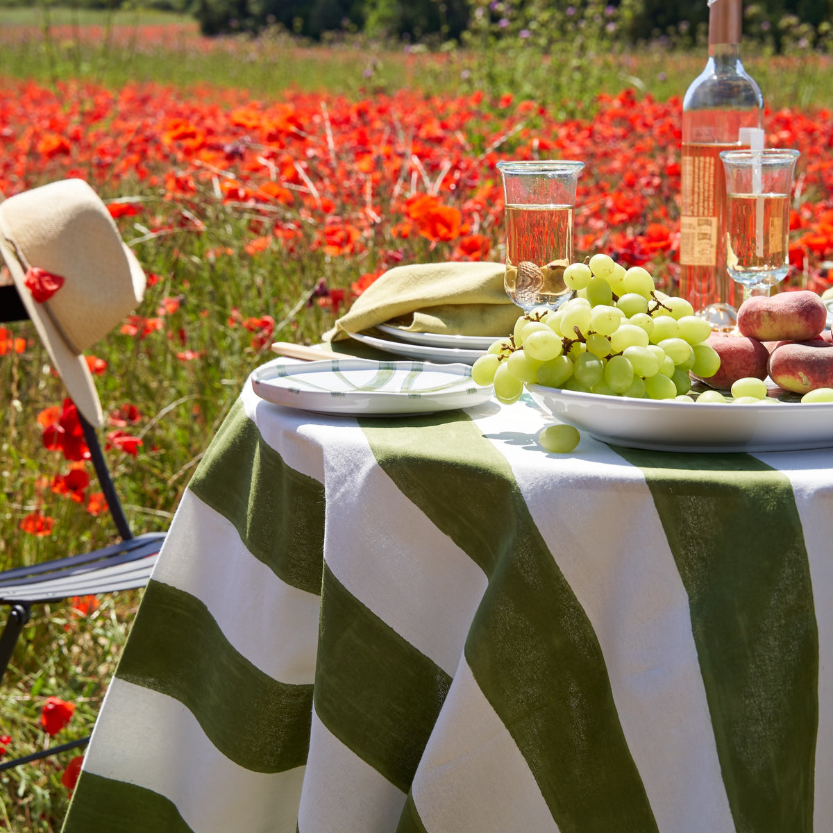 French Tablecloth St. Tropez Vert Stripes
