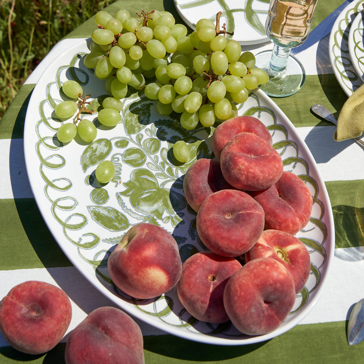 Amalfi Ceramic Oval Tray White & Green