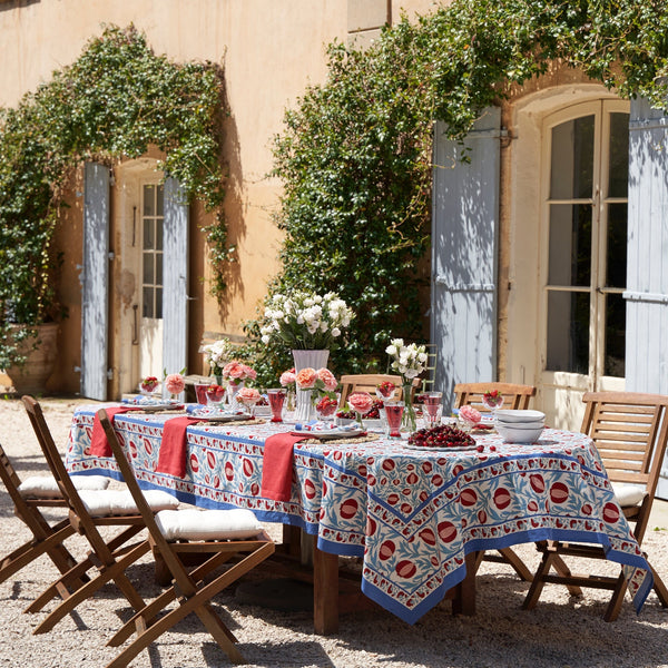 French Tablecloth Grenadine Red & Blue