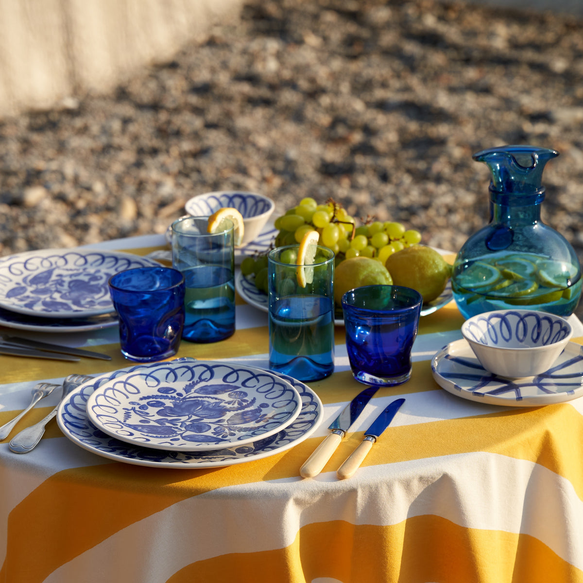 Amalfi Ceramic Dinner Plate White & Blue