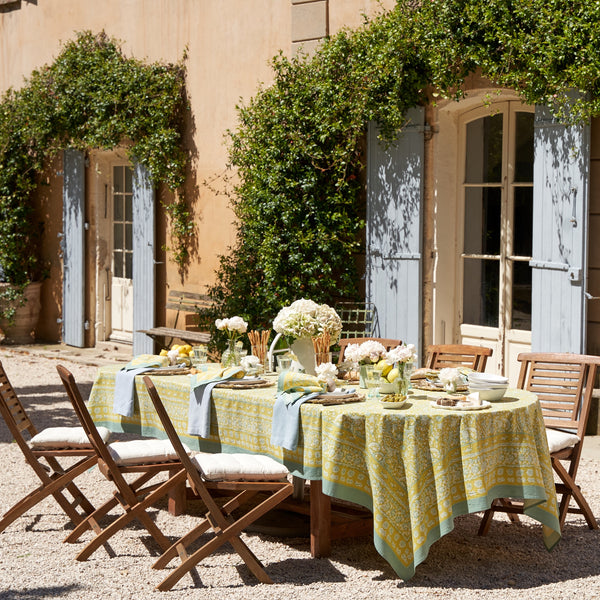 French Tablecloth La Mer Aqua & Citrine