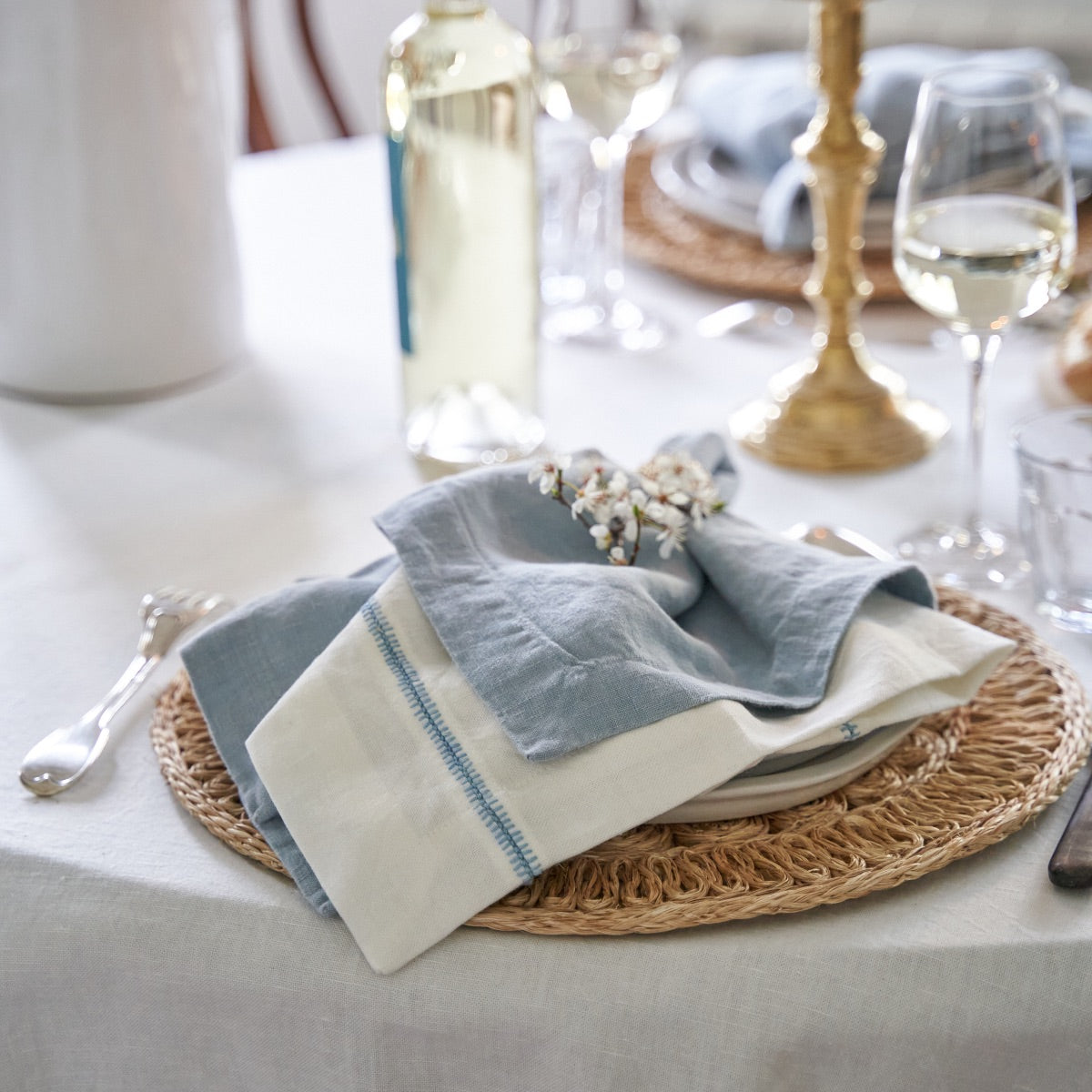 Embroidery Napkins White, Set of 4