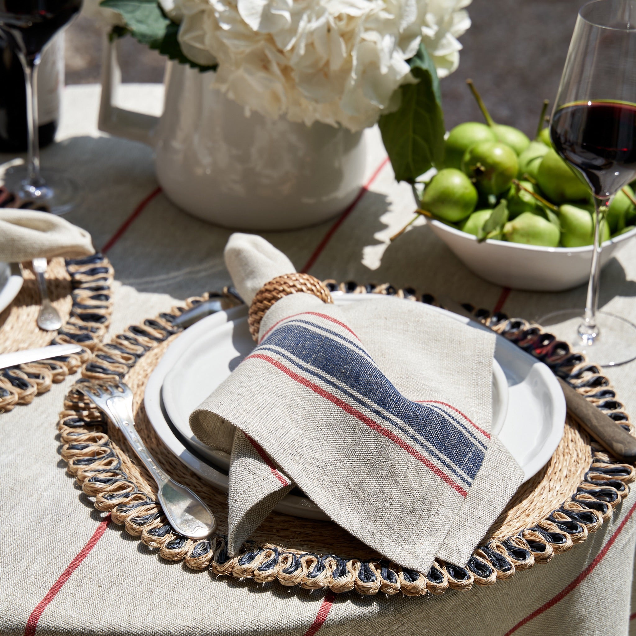 Menton Natural & Denim Napkin, Set of 4