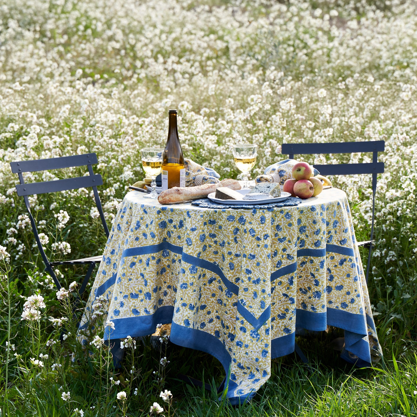 French Tablecloth Meadows Blue & Green