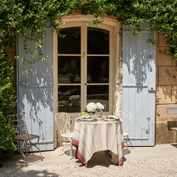 French Tablecloth Eze Ivory & Red