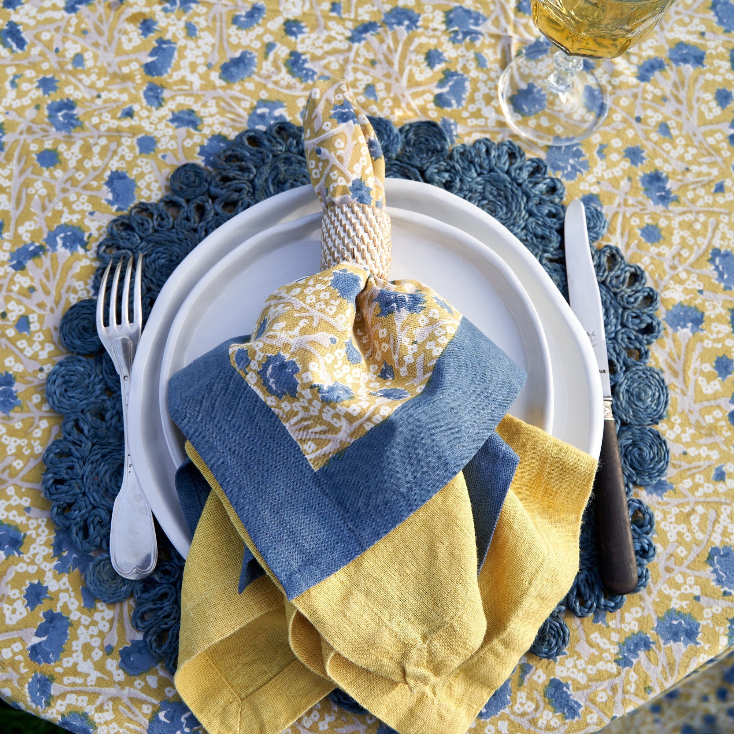 Meadows Napkins Blue & Green, Set of 6