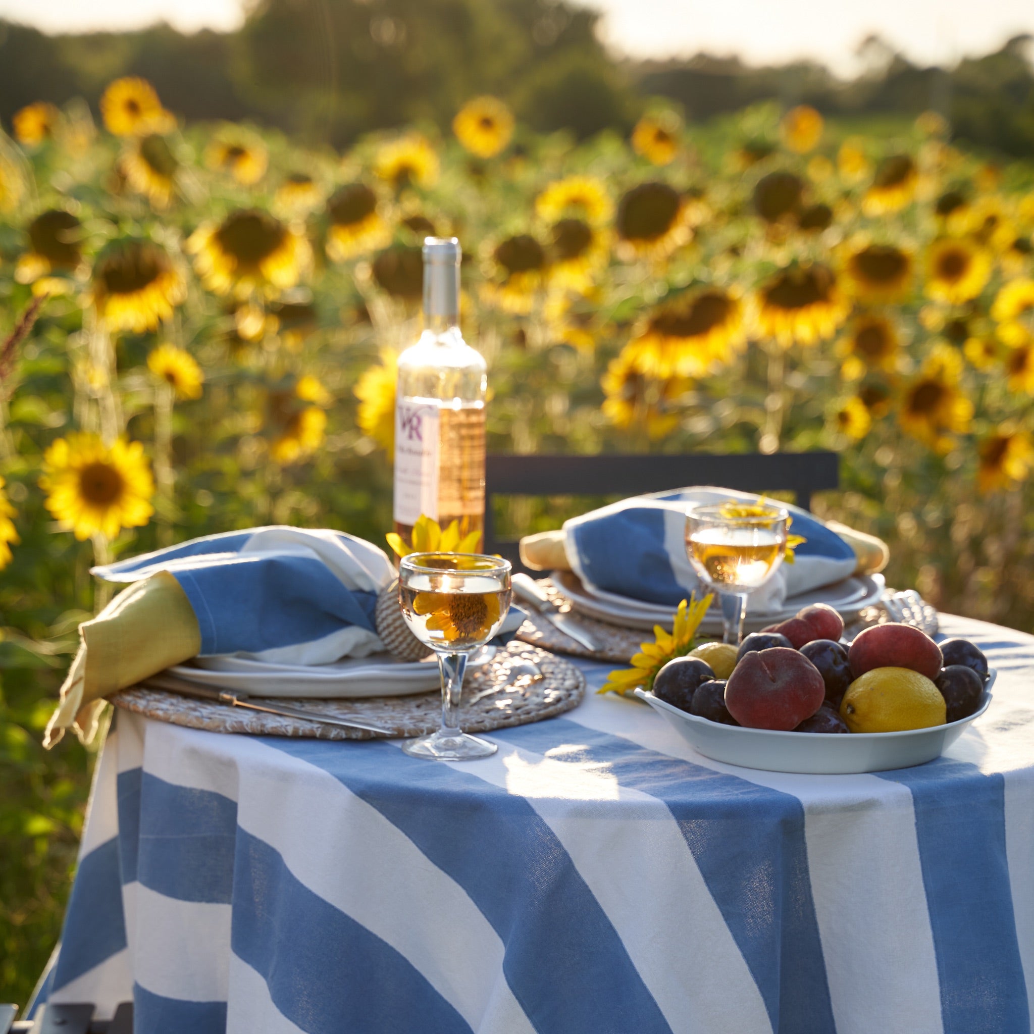 French Tablecloth St. Tropez Blue Stripes