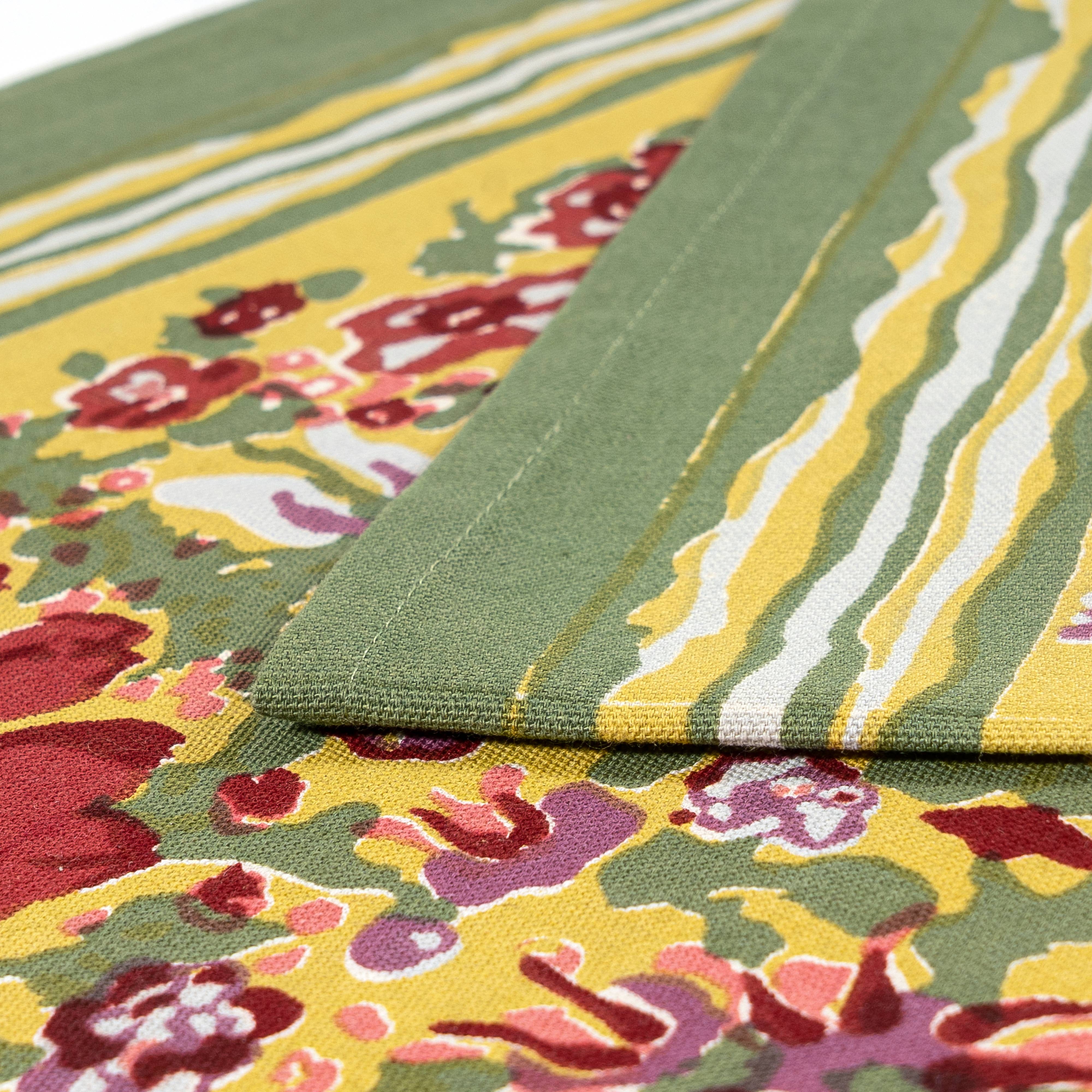 Jardine Red/Green Runner- French Linen Runner by Bruno Lamy