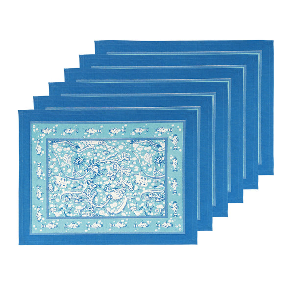 La Mer Placemats Aqua, Set of 6