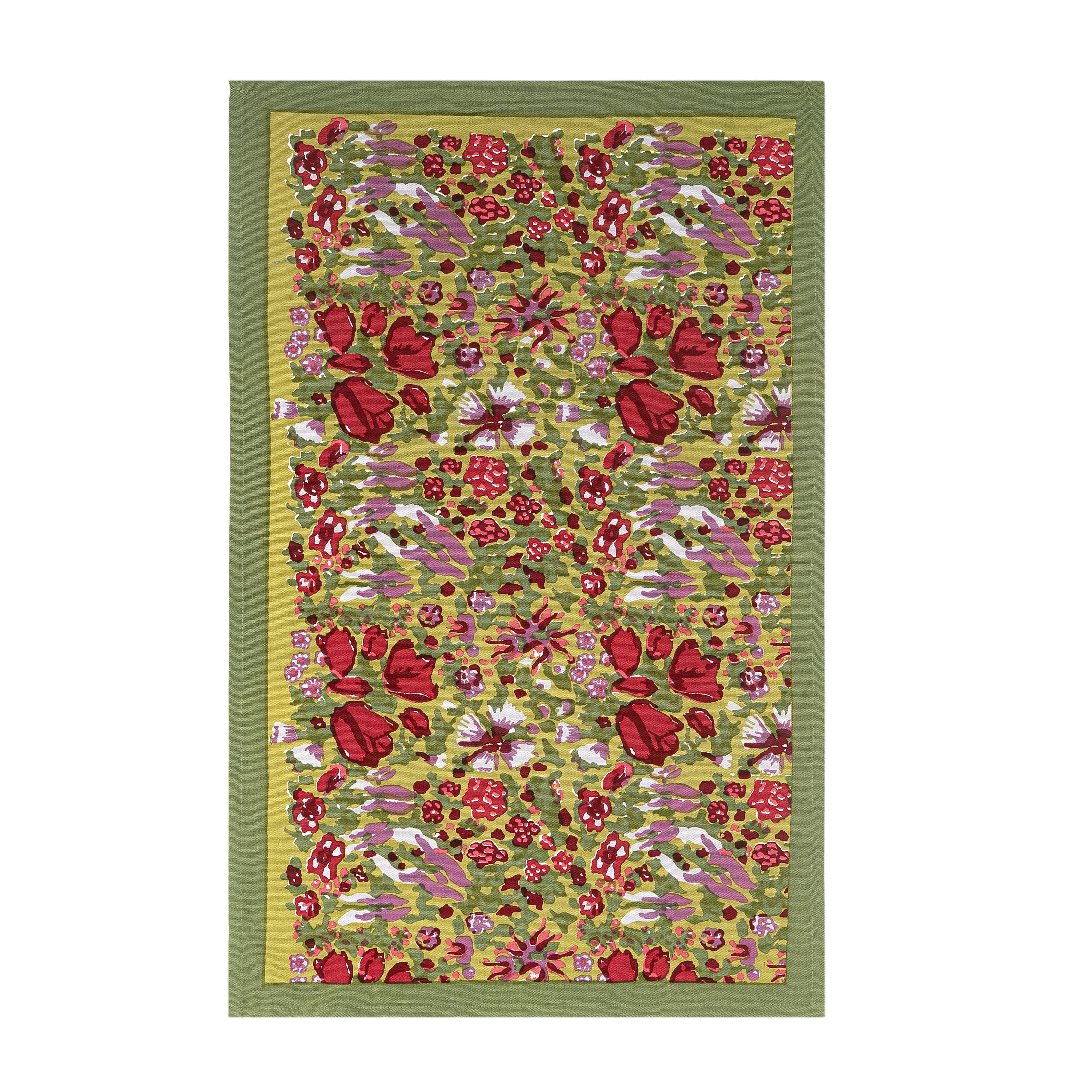 Jardine Red/Green Teatowels- French Linen Teatowel by Bruno Lamy