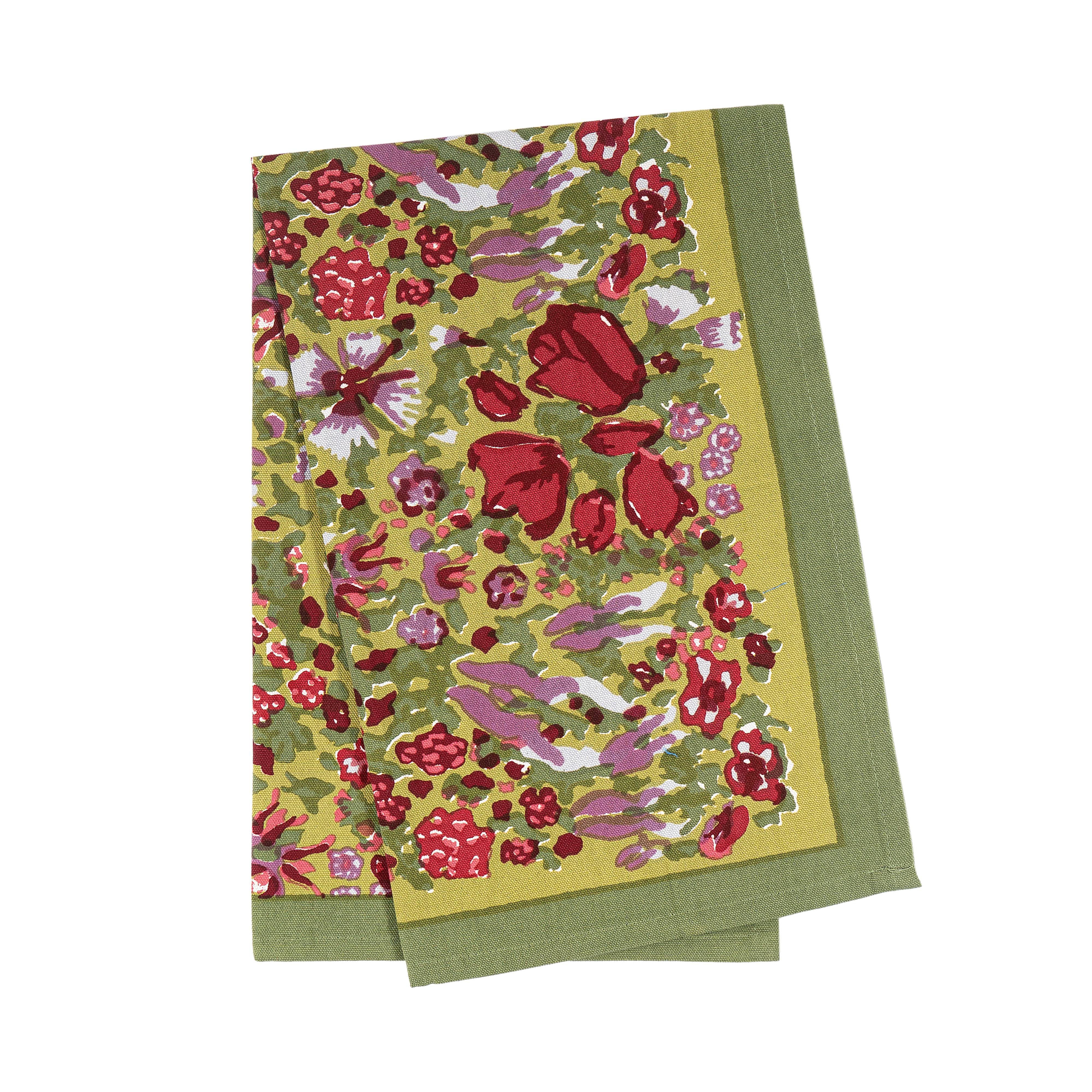 Jardine Red/Green Teatowels- French Linen Teatowel by Bruno Lamy