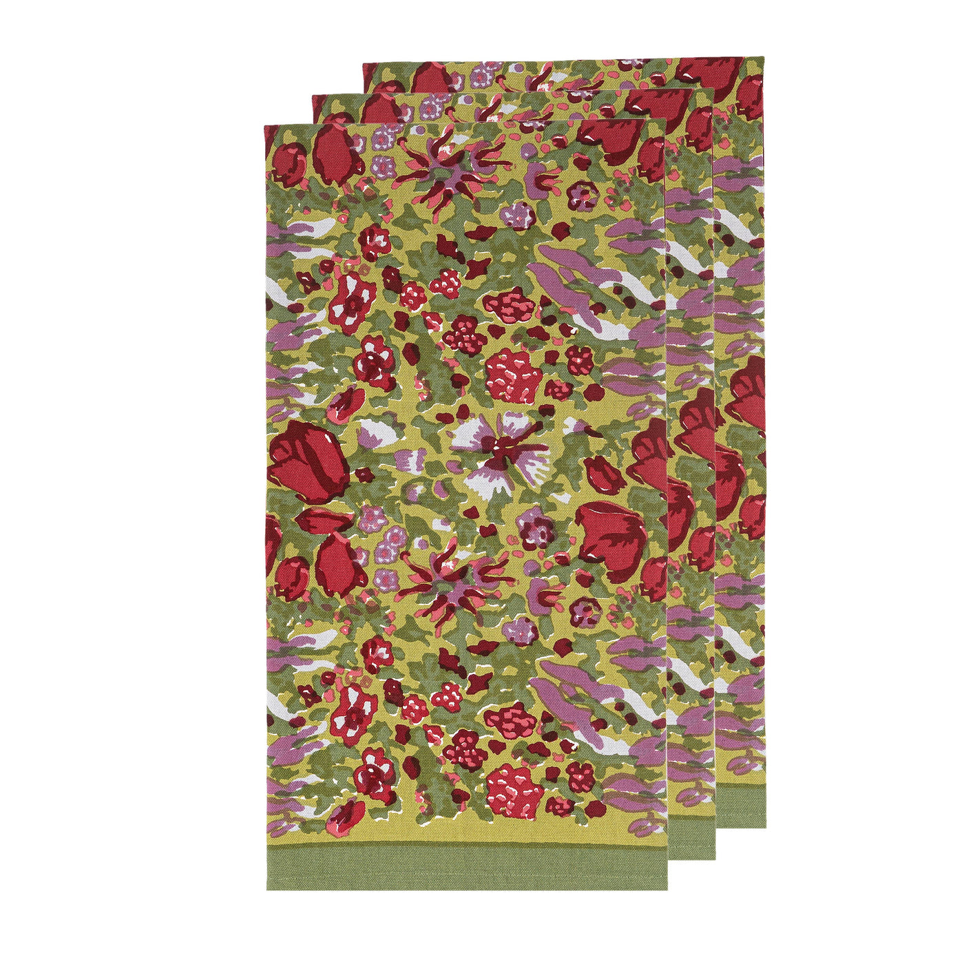 Jardin Tea Towels Red & Green , Set of 3