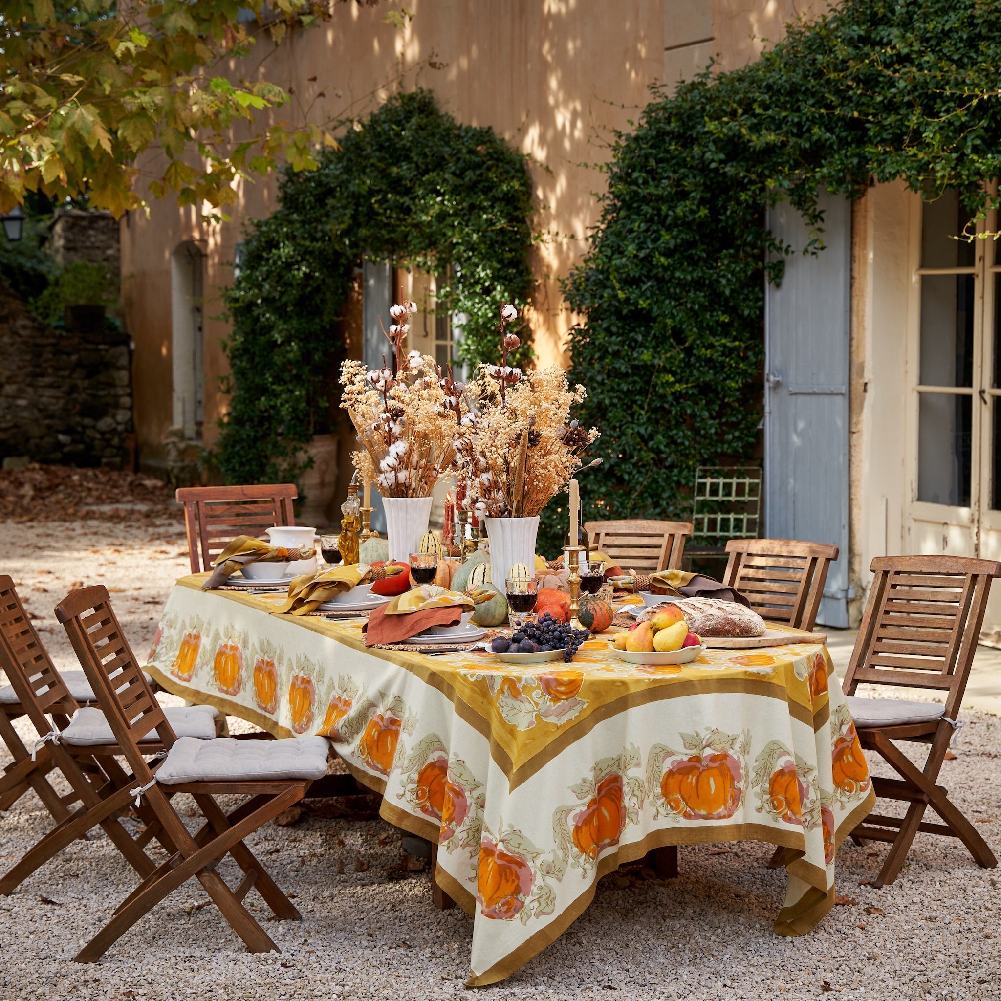 French Tablecloth Pumpkin Orange & Green