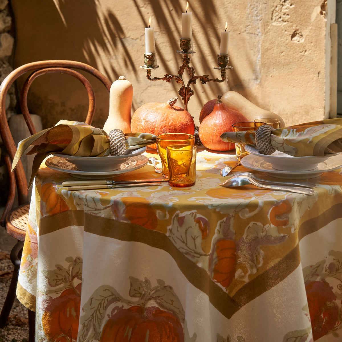 French Tablecloth Pumpkin Orange & Mustard