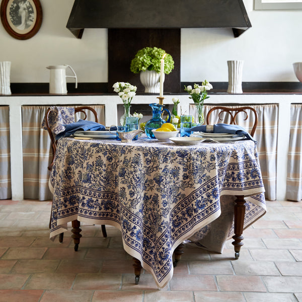 Jardin Secret Beige & Blue Tablecloth