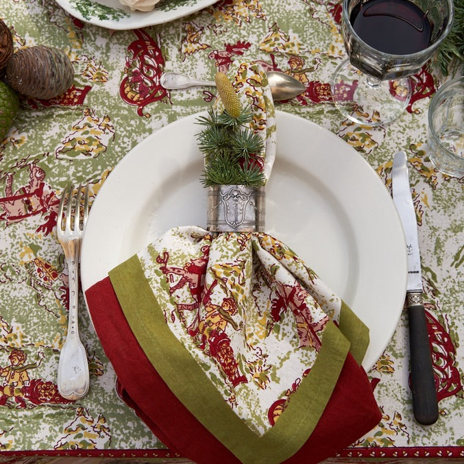 French Tablecloth Renne Red & Green