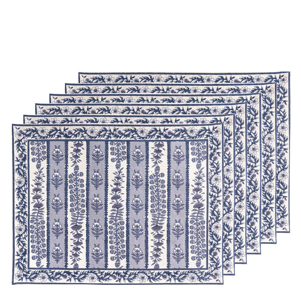 Avignon Placemats Blue & Marine, Set of 6