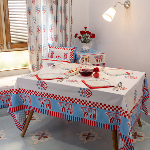Cheval Nomade Pink & Blue Tablecloth
