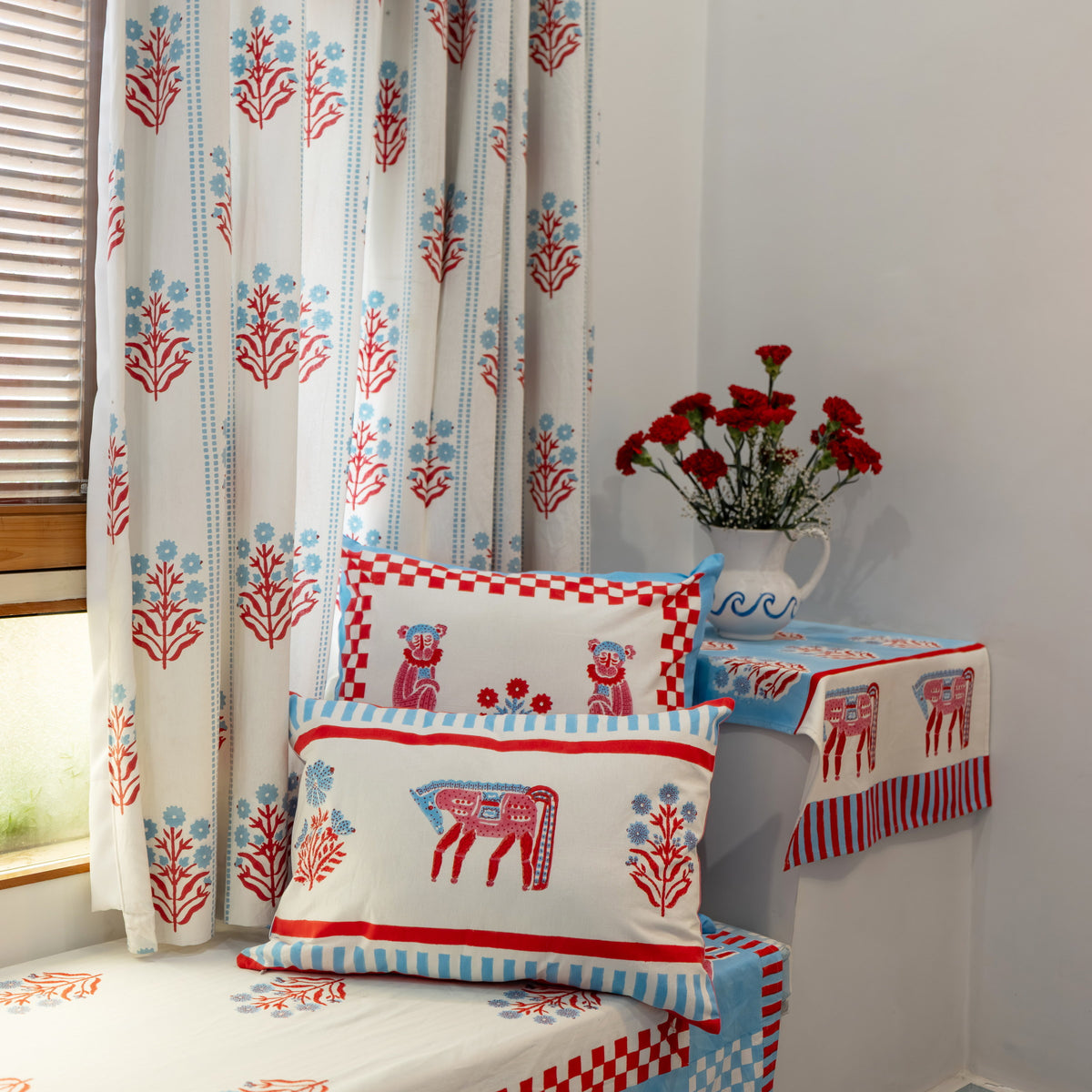 Cheval Nomade Pink & Blue Cushion Cover