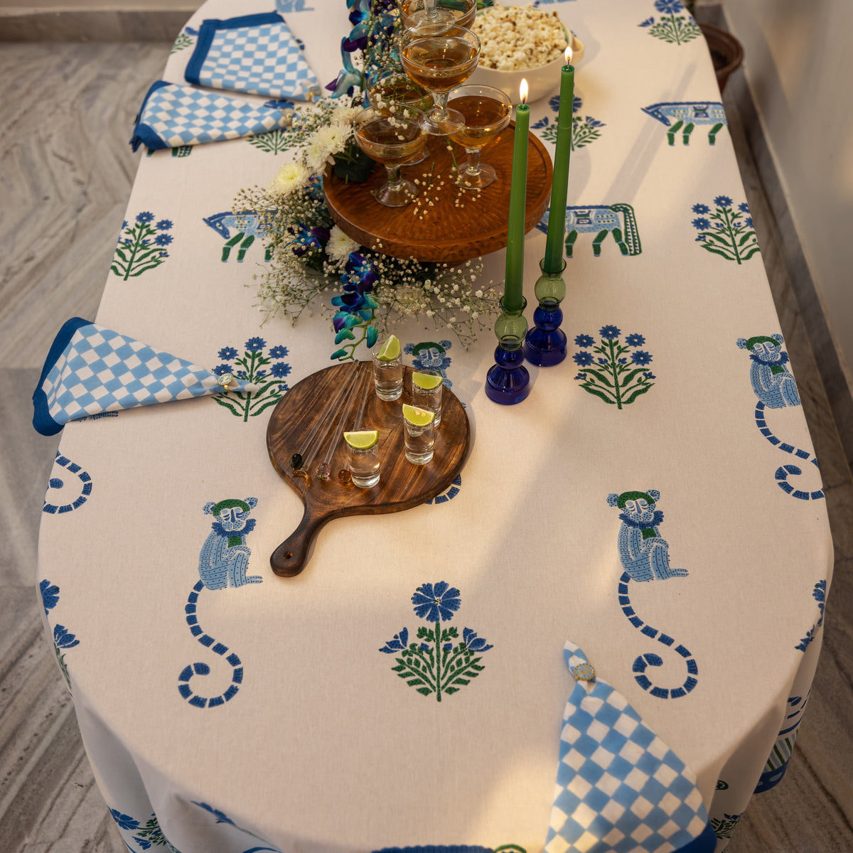 Menagerie Blue Tablecloth